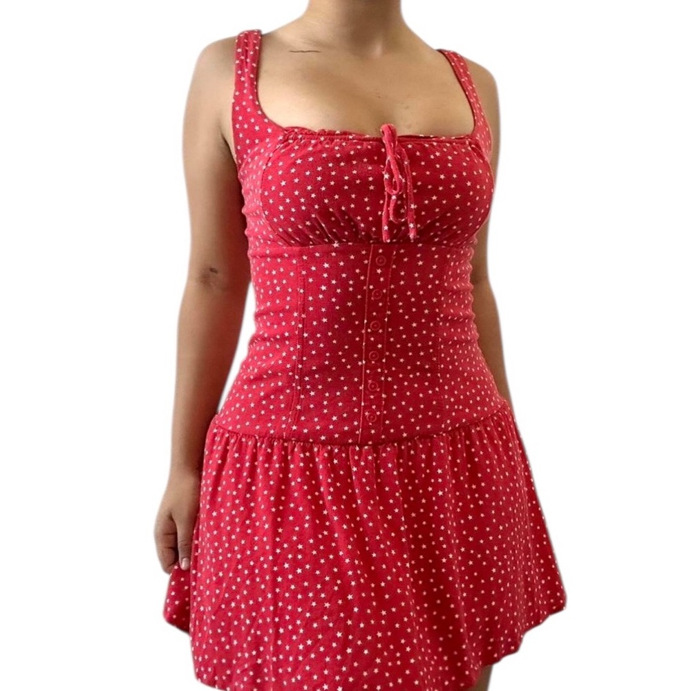 Wild Fable Women’s Red & White Star Print Babydoll‎ Dress